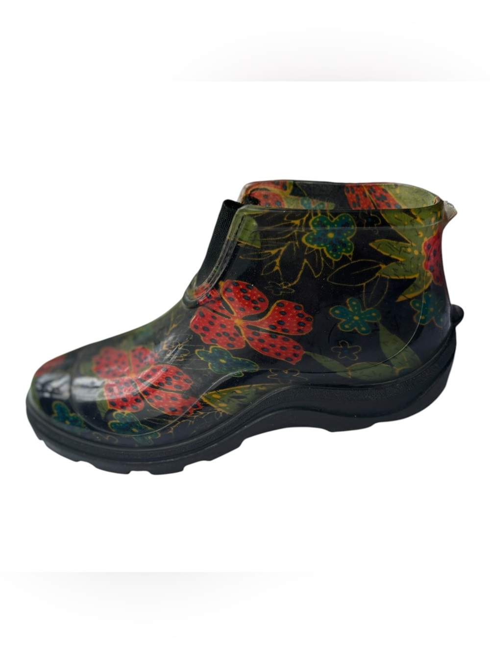 Sloggers Waterproof Ankle Boots Midsummer Black &Red Floral Womens 8 Rain Boots